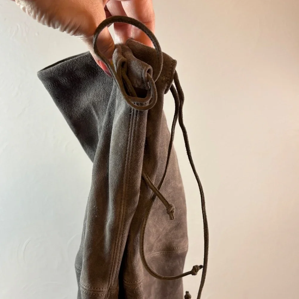 Stuart Weitzman Lowland Grey Suede Over The‎ Knee Tie Back Boots Size 9M Spain